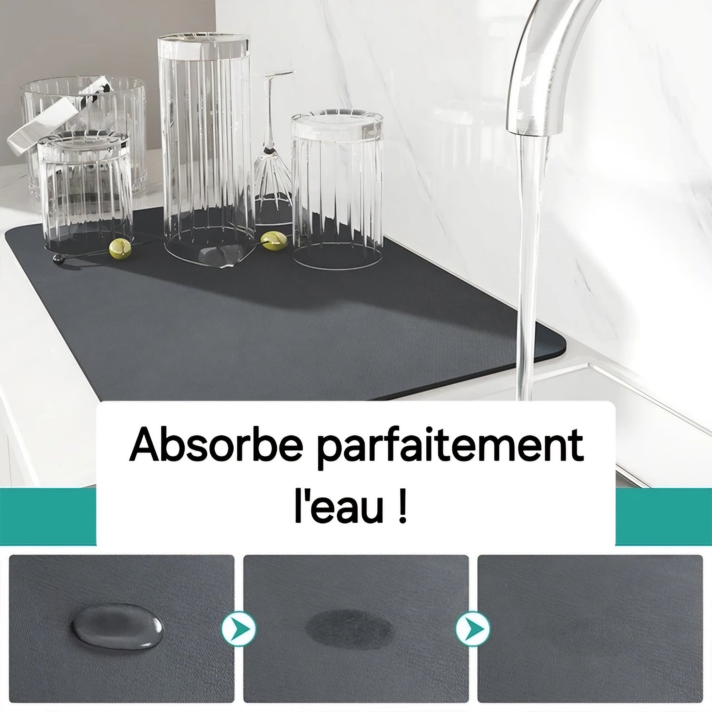 Tapis Auto-Adsorbant™- Séchez vos plats en un clin d'œil